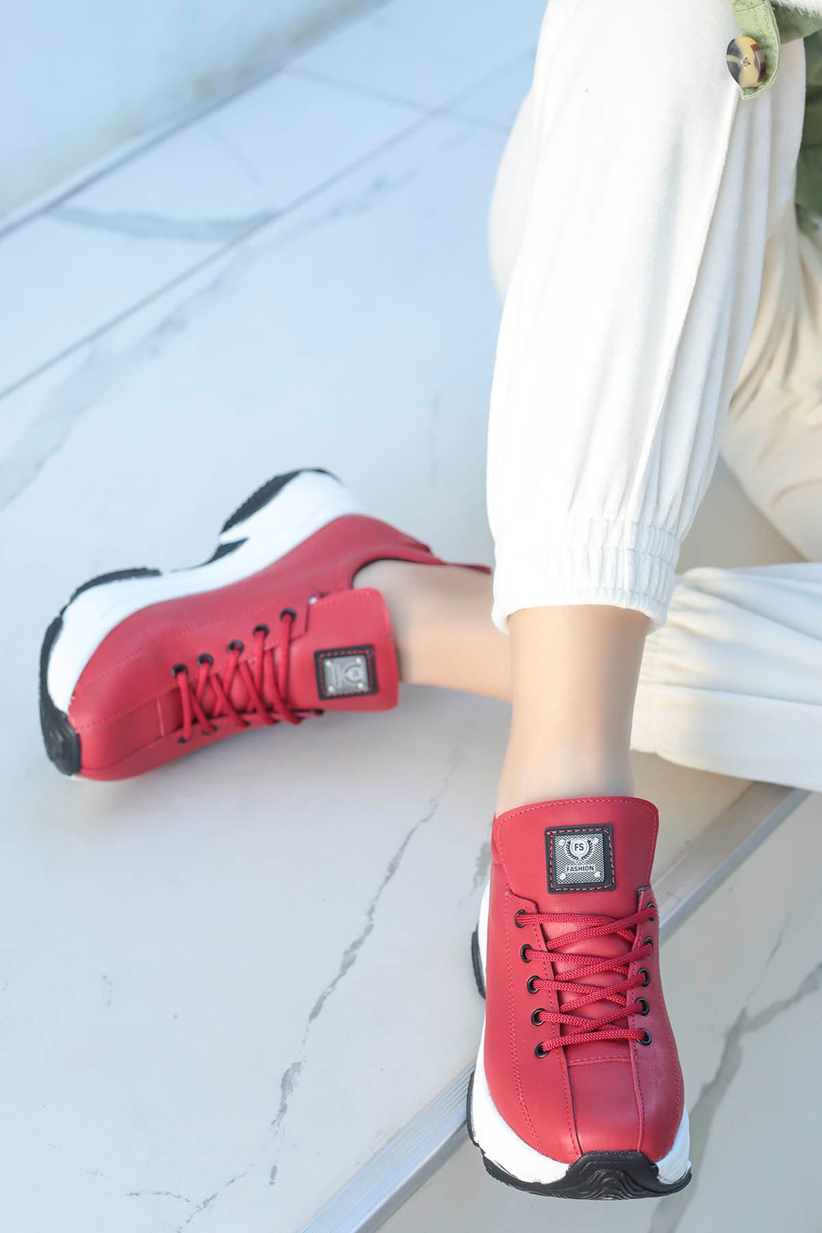 Frm-701 Spor Ayakkabı Kırmızı Deri