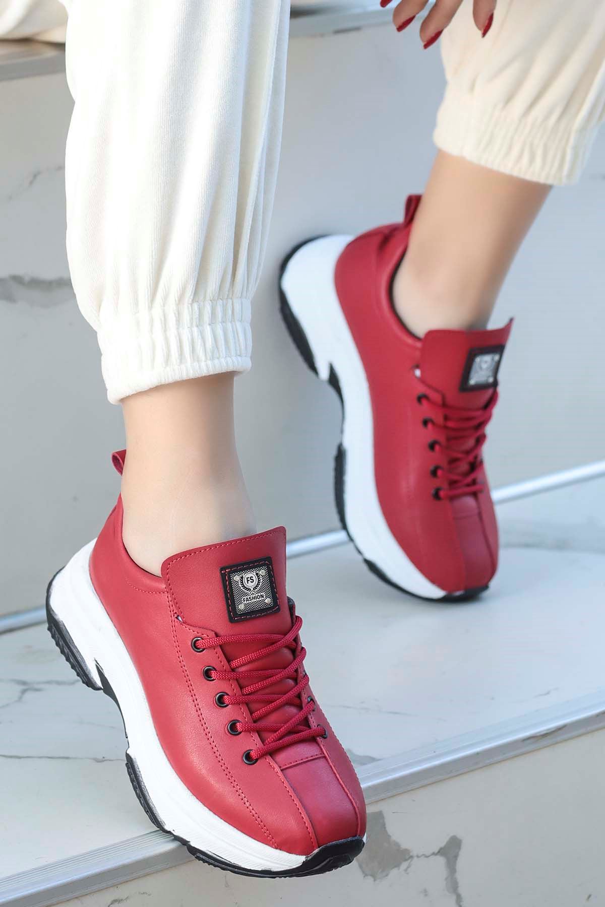 Frm-701 Spor Ayakkabı Kırmızı Deri
