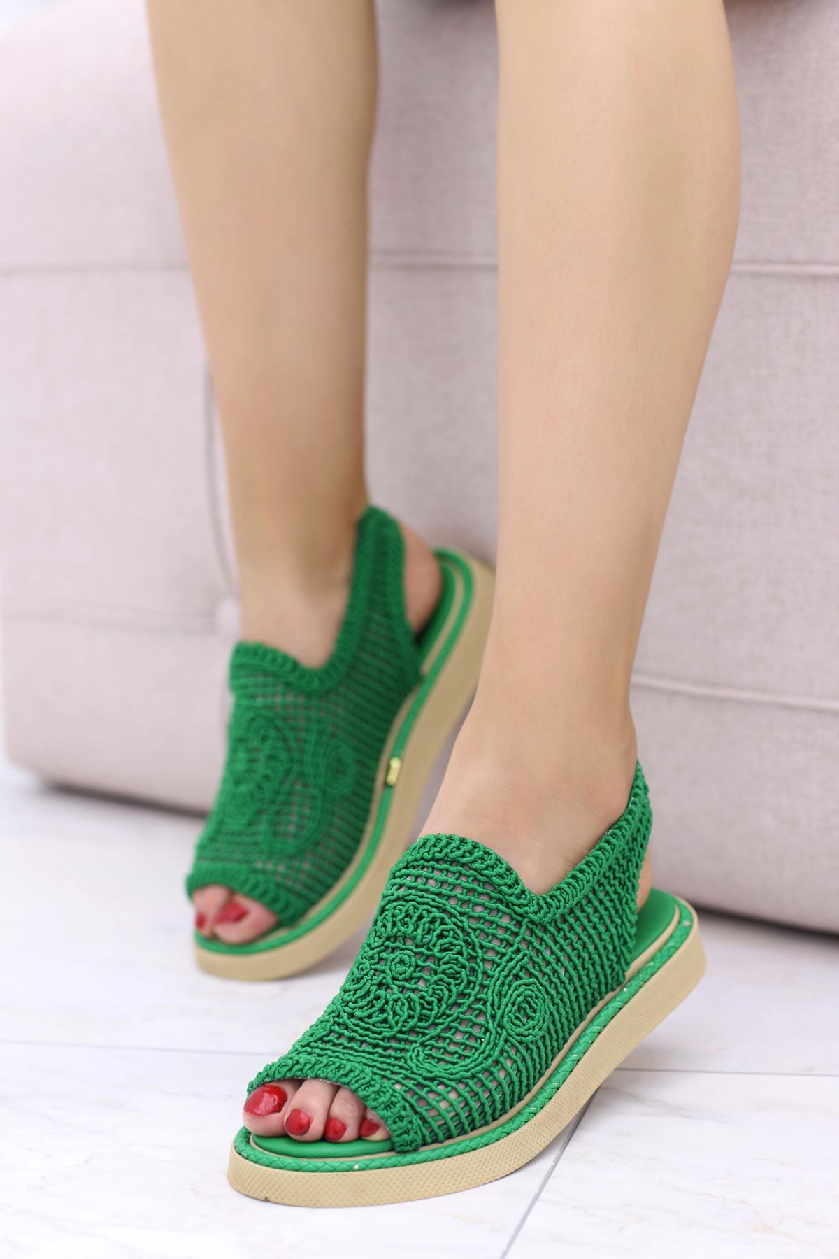 Barbie Dantelli Sandalet Yeşil