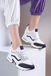 Sinyora Gizli Topuk Air Taban Triko Sneakers Beyaz
