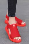Pinto Triko Sandalet Kırmızı