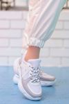 Afra A Detay Spor Ayakkabı Beyaz Gri Detay