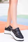 Mahaza Kalın Topuk Cırtlı Detay Spor Ayakkabı Siyah