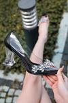 Viyana Şeffaf Topuk Stiletto Siyah