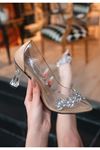 Lavinia Şeffaf İnce Topuk Stiletto Vizon