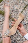 Winter Şeffaf İnce Topuk Stiletto Vizon