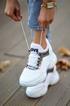 Lovento Gizli Topuk Spor Ayakkabı Anorak Beyaz 